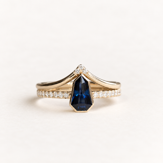 14K 0.86 Carat Sapphire Diamond Ring Stack