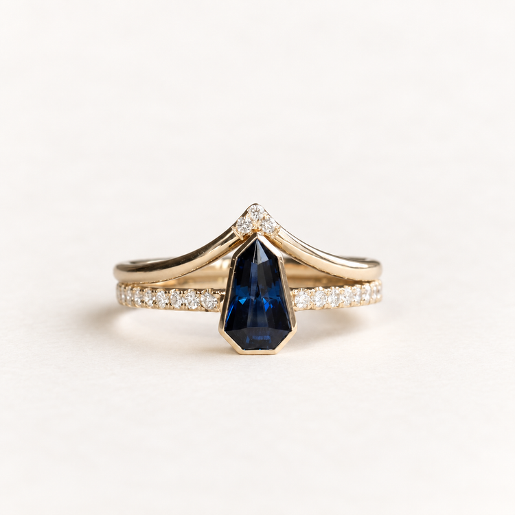 14K 0.86 Carat Sapphire Diamond Ring Stack