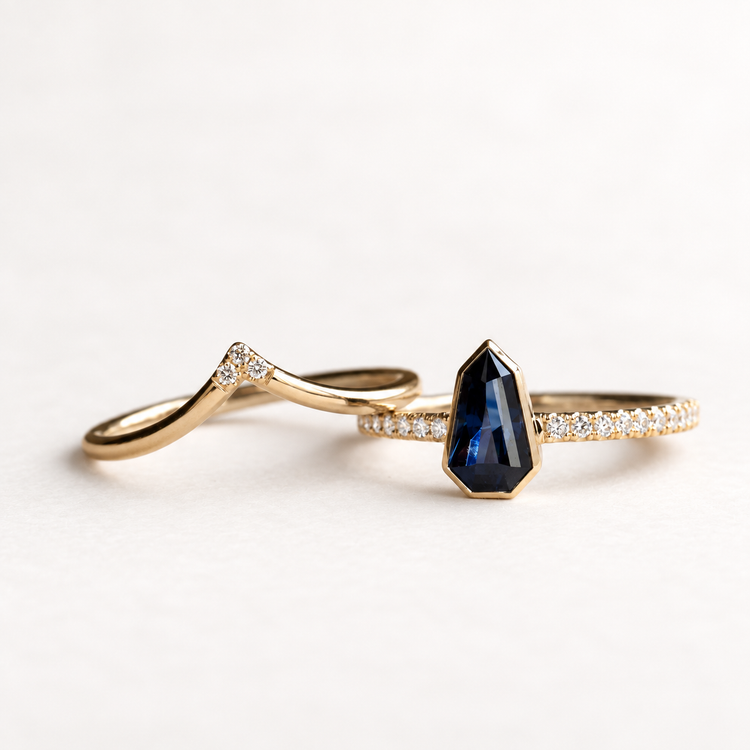 14K 0.86 Carat Sapphire Diamond Ring Stack