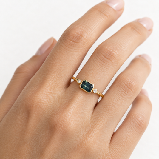 14K Australian Teal Sapphire Ring