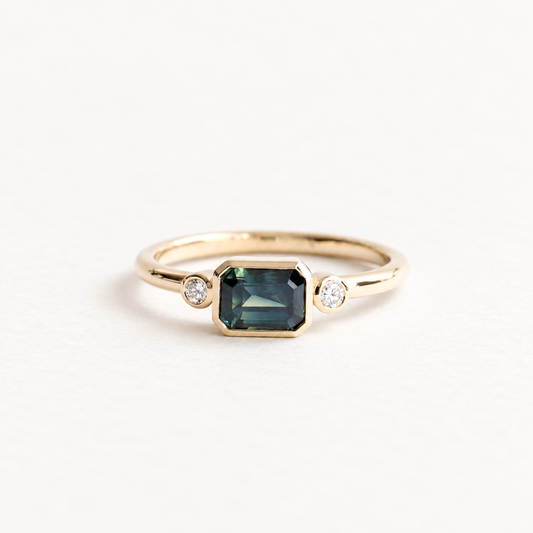 14K Australian Teal Sapphire Ring