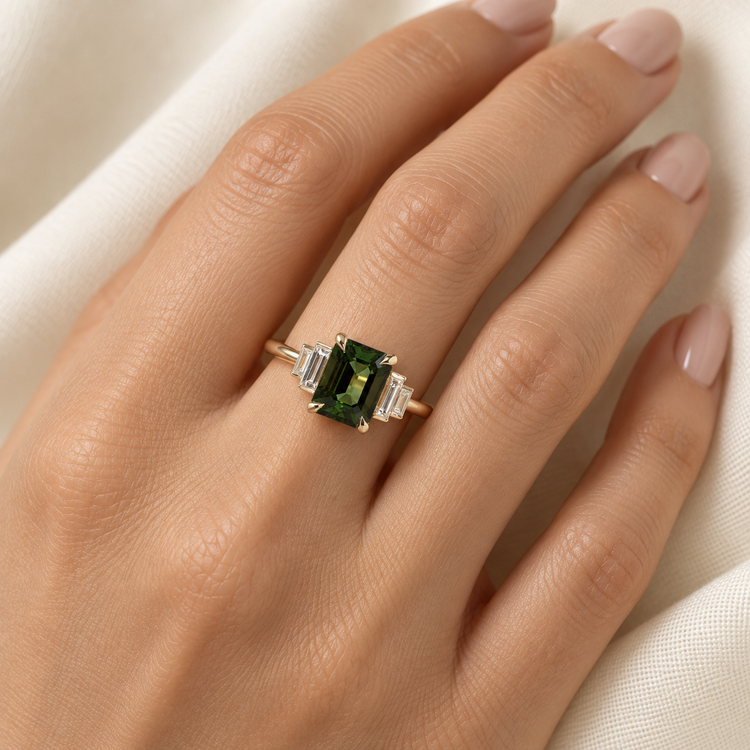2.5 Carat Tourmaline Diamond Engagement Ring