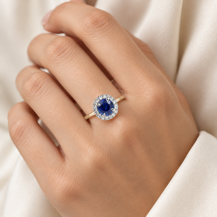 18K 1 CT Sapphire Two Tone Ring