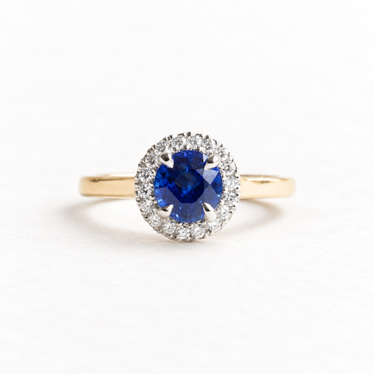 18K 1 CT Sapphire Two Tone Ring