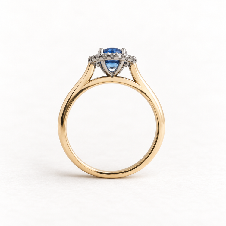 18K 1 CT Sapphire Two Tone Ring