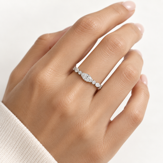 14K Marquise Round Diamond Band