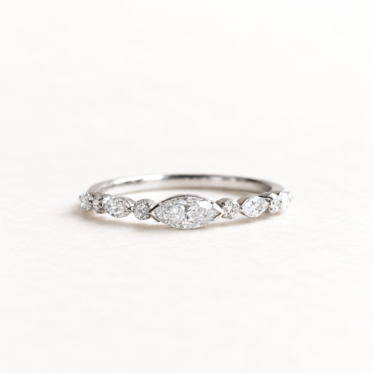 14K Marquise Round Diamond Band