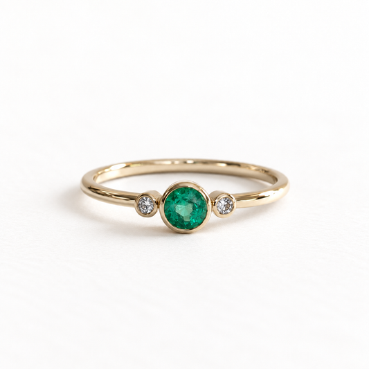 14K Emerald Diamond Ring