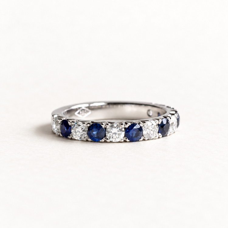 3mm Sapphire Diamond Platinum Band
