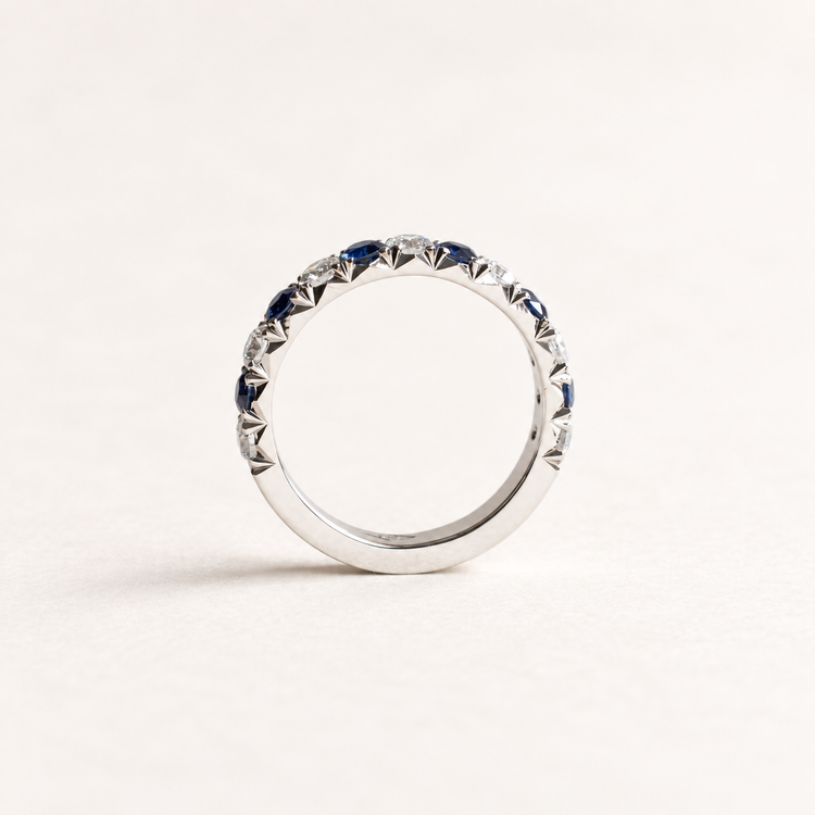 3mm Sapphire Diamond Platinum Band