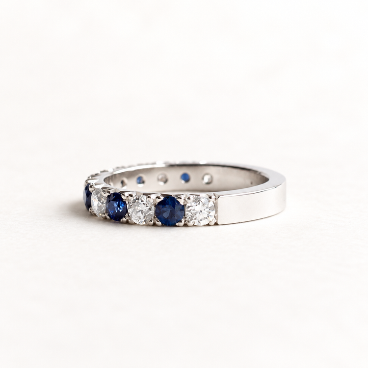3mm Sapphire Diamond Platinum Band