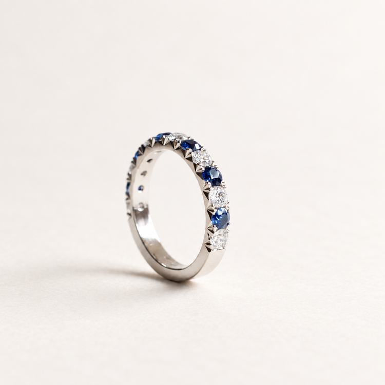 3mm Sapphire Diamond Platinum Band
