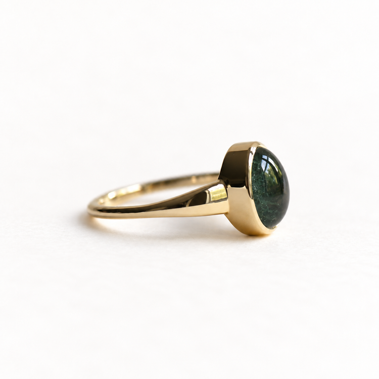 14K Moss Agate Oval Ring
