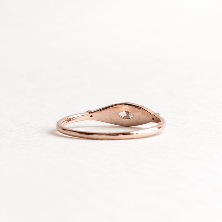 14K Rose Marquise Natural Diamond Ring