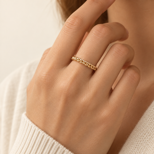 14K 2mm Link Stacker Band