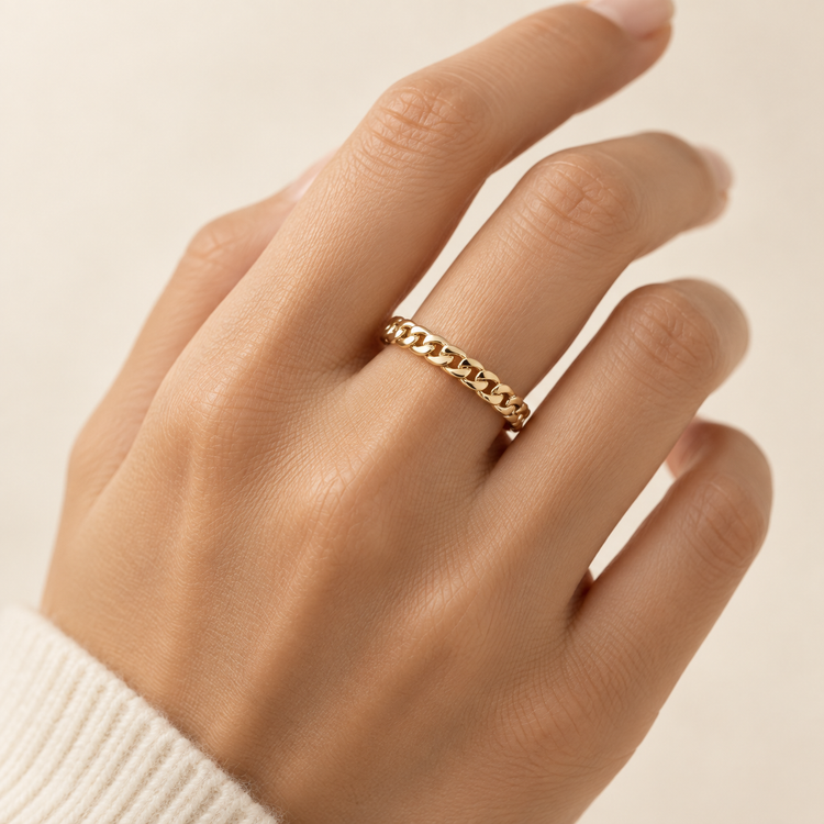 14K 3mm Link Stacker Band
