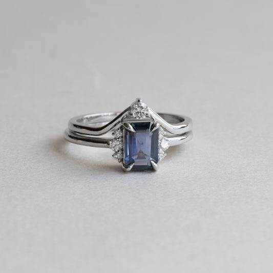 1 Carat Blue Sapphire Ring Set