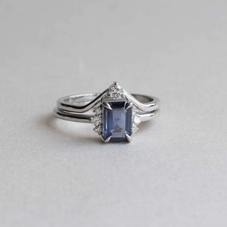 1 Carat Blue Sapphire Ring Set