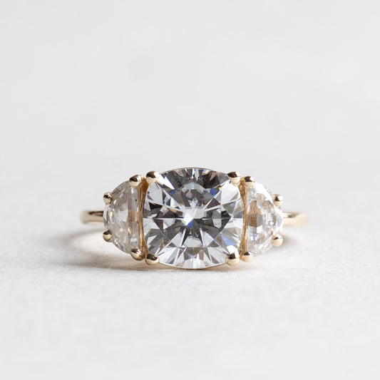14K Three Stone Moissanite Ring