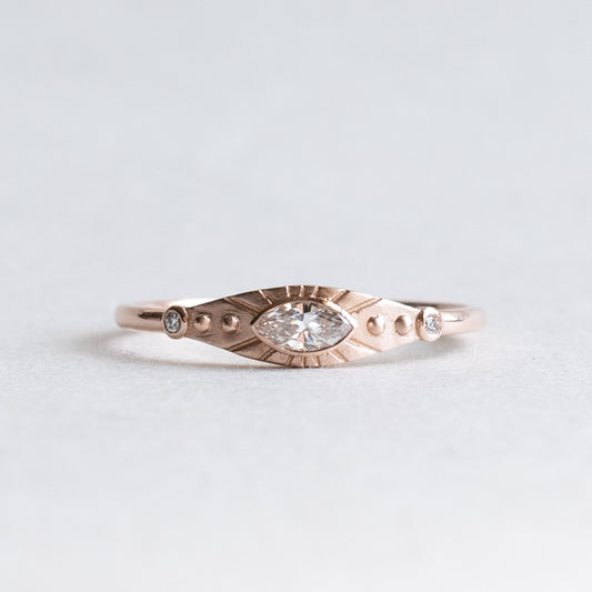 14K Rose Marquise Lab Diamond Ring