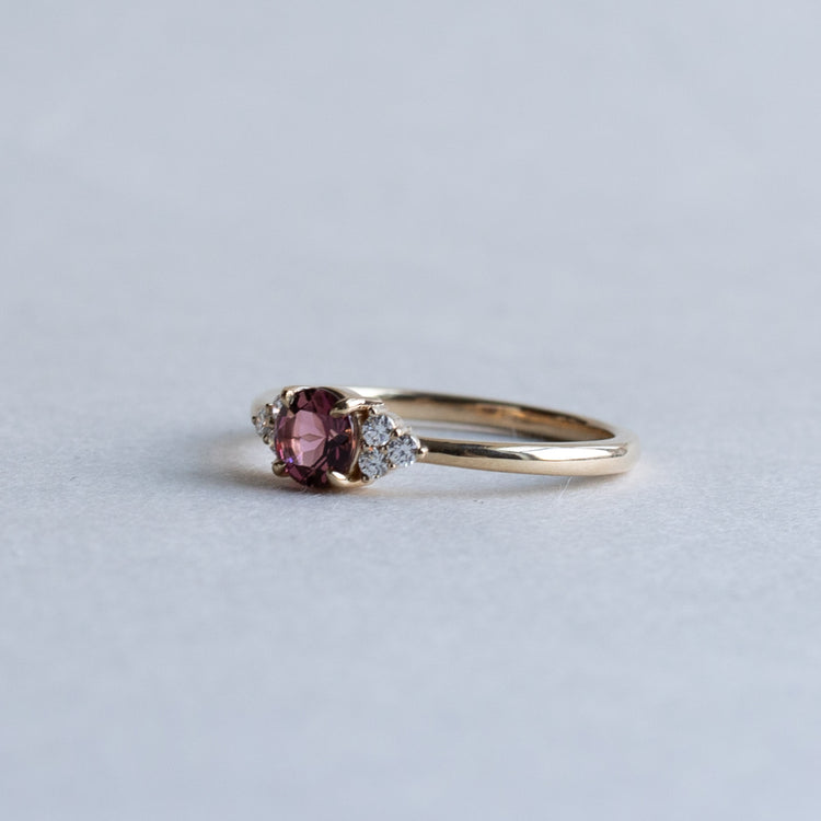 14K Pink Tourmaline Diamond Ring