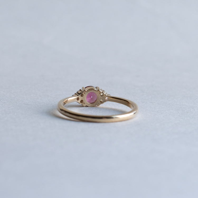 14K Pink Tourmaline Diamond Ring