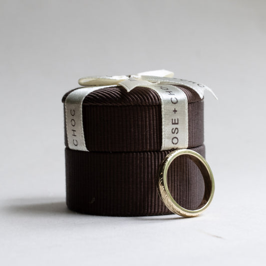 14K Gold 4mm Hand Engraved Band