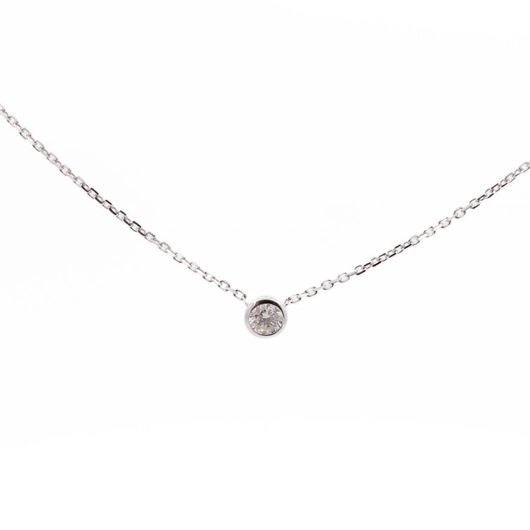 14K 0.29 Carat Bezel Natural Diamond Necklace