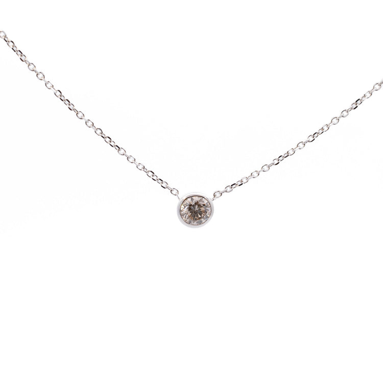 14K 1 Carat Bezel Natural Diamond Necklace