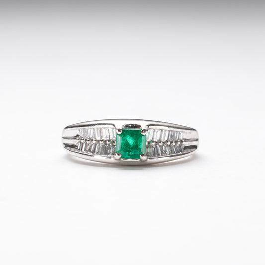 Emerald Diamond Platinum Ring