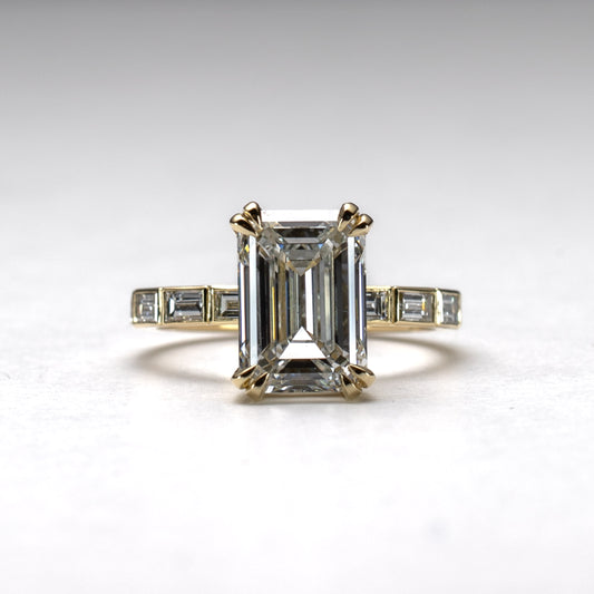 18K 3.5 Carat Emerald Cut Lab Diamond Engagement Ring