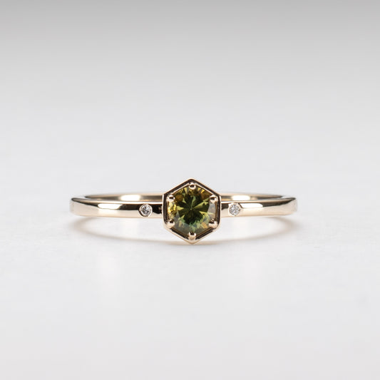 14K Parti Sapphire Hexagon Ring