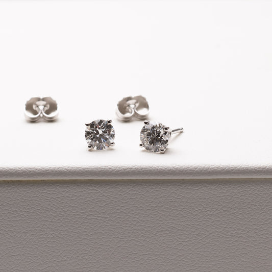 14K White Gold 1 ctw Lab Diamond Stud Earrings