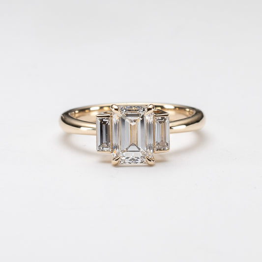 14K 2 Carat Three Stone Lab Diamond Ring