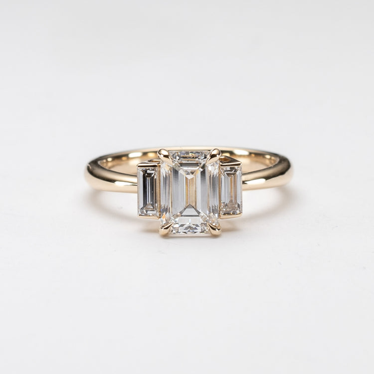 14K 2 Carat Three Stone Lab Diamond Ring