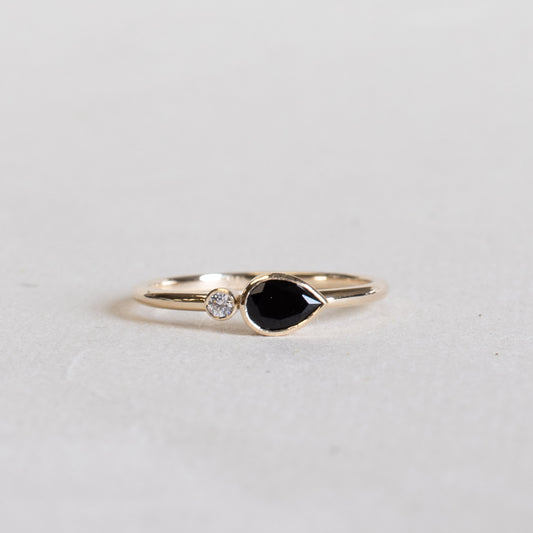 14K Moi et Toi Black Diamond Ring
