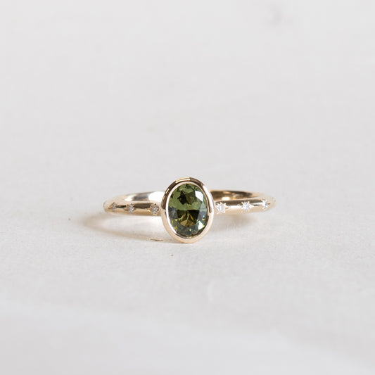 14K Green Sapphire Oval Ring