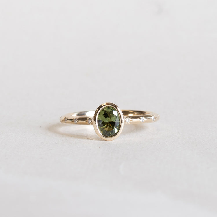 14K Green Sapphire Oval Ring