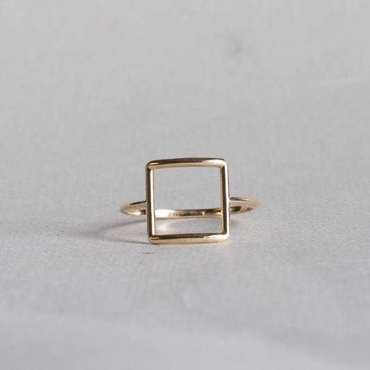 14K Yellow Gold Open Square Ring