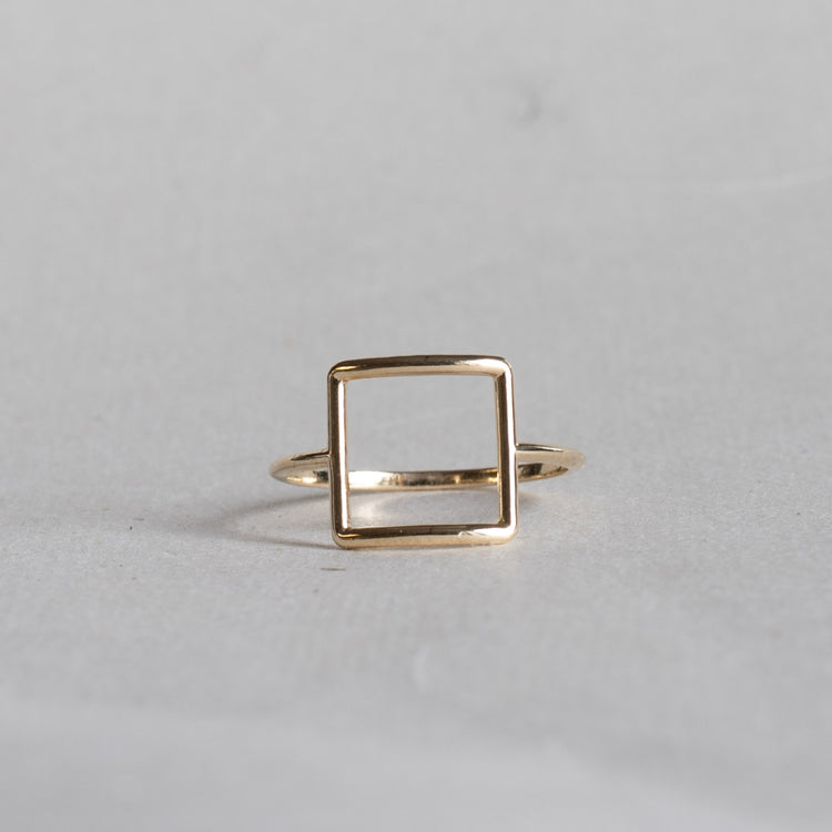 14K Yellow Gold Open Square Ring