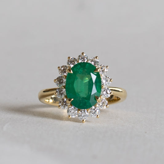 18K GIA 3.03 Carat Emerald Diamond Engagement Ring