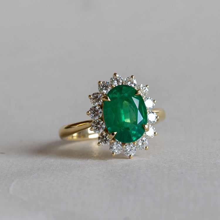 18K GIA 3.03 Carat Emerald Diamond Engagement Ring