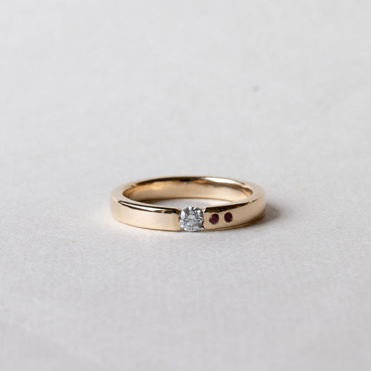 14K Diamond with Ruby Ring