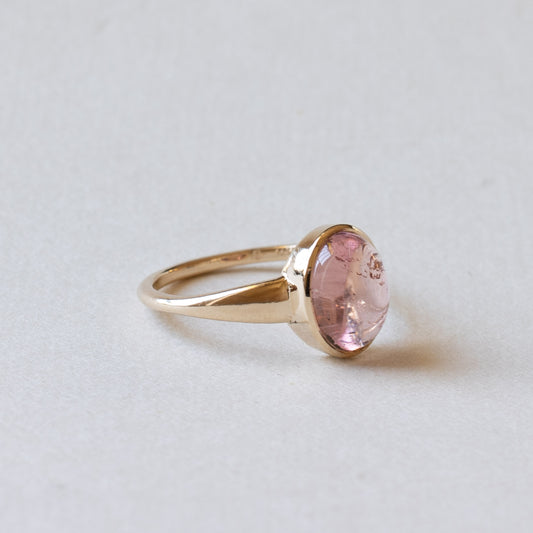 14K Yellow Gold Pink Tourmaline Ring