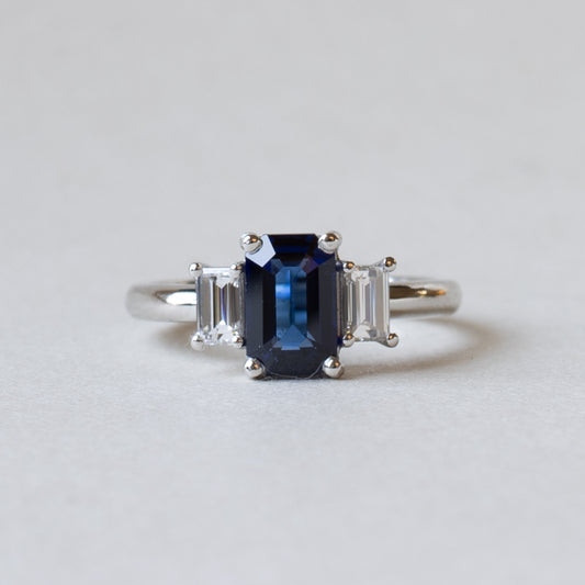 Platinum 1.25CT Blue Sapphire Ring