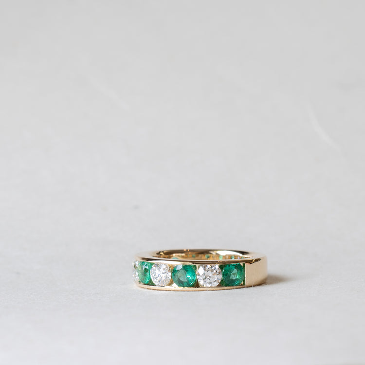 14K Emerald Diamond Anniversary Band