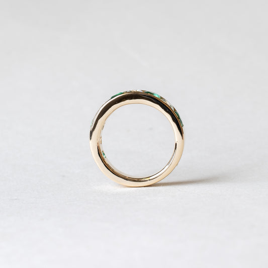 14K Emerald Lab Diamond Anniversary Band