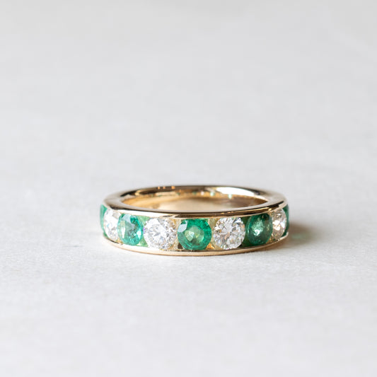 14K Emerald Diamond Anniversary Band