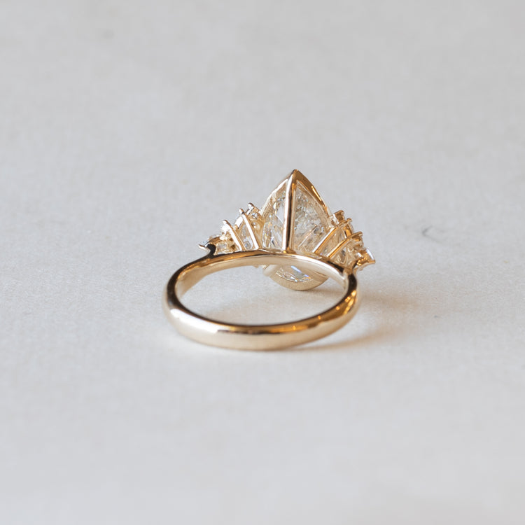 14K Pear Lab Diamond Cluster Engagement Ring
