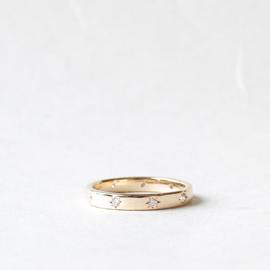 14K Diamond Starburst 3mm Eternity Wedding Band